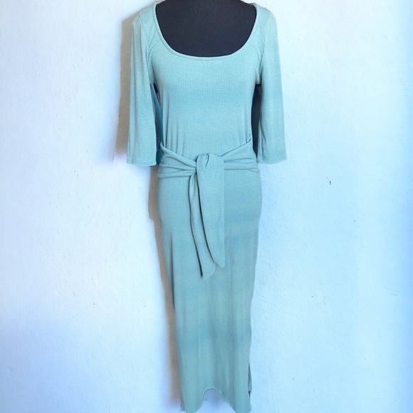⚪️ See You Monday Ribbed Knit Midi Dress in Mint | Size L - Picture 3 of 7